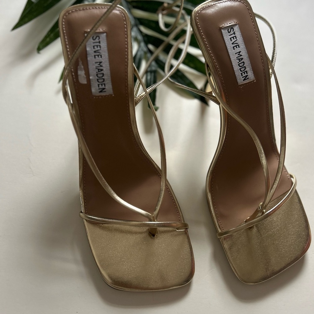 Steve Madden Gold Strappy Heels - Picture 5 of 9